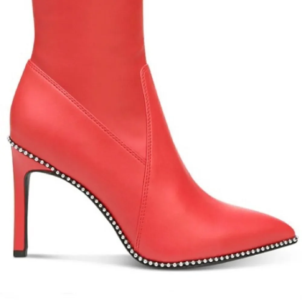 NWT BAR III 6.5/8.5/9/9.5  Millie Over the Knee Red Pu Leather High Heels Boots
